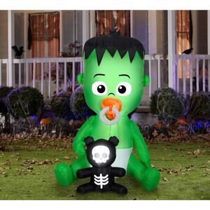 Target Gemmy Animated Airblown Inflatable Nom Nom Baby w/Pacifier, 66”Tall Green